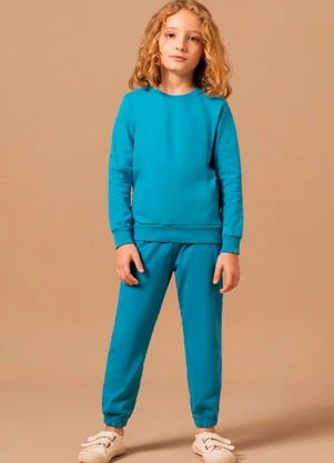 Bugbee - Conjunto Infantil Casaco e Calça Moletom Azul - BUGBEE