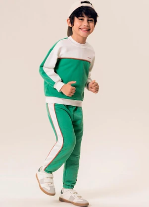 Bugbee - Conjunto Infantil Casaco e Calça Moletom Verde - BUGBEE