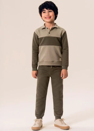 Bugbee - Conjunto Infantil Casaco e Calça Moletom Verde - BUGBEE