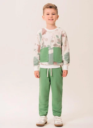 Bugbee - Conjunto Infantil Casaco e Calça Moletom Verde - BUGBEE