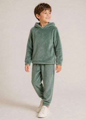 Bugbee - Conjunto Infantil Casaco Moletom e Calça Bege - BUGBEE
