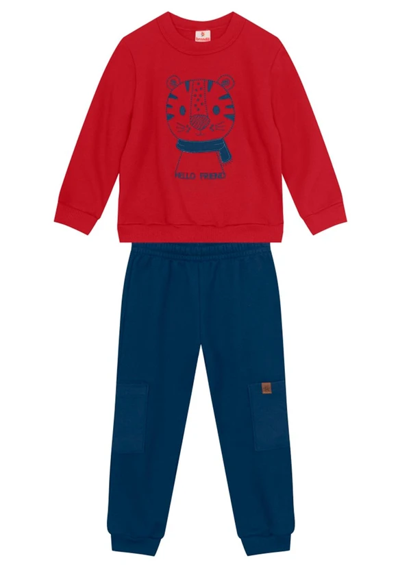 Brandili - Conjunto Infantil com Bordado de Tigre Bordô