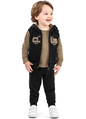 Elian Conjunto Infantil com Colete Moletom Marrom