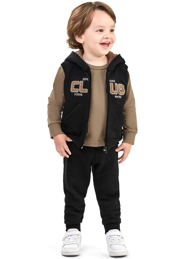 Elian - Conjunto Infantil com Colete Moletom Marrom