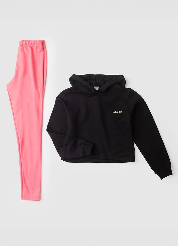 Vida Costeira - Conjunto Infantil Cropped com Capuz Preto 3