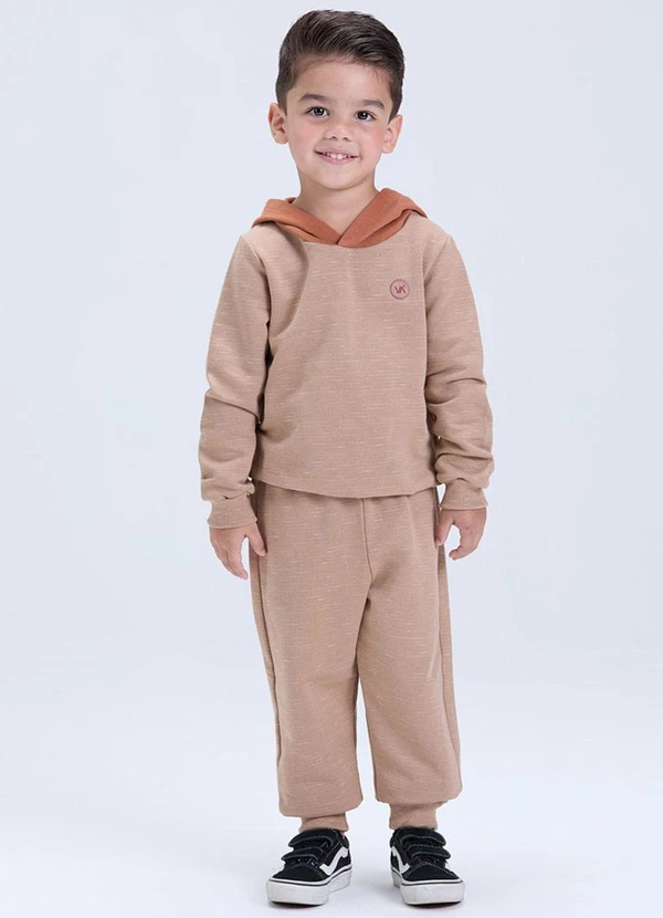 Vida Costeira - Conjunto Infantil de Inverno Moletom Jet Bege
