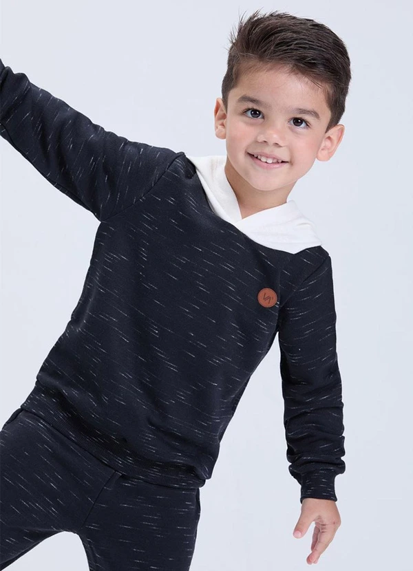 Vida Costeira - Conjunto Infantil de Inverno Moletom Jet Preto 2