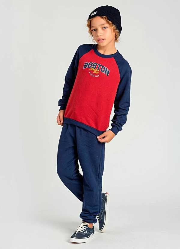 Vida Costeira - Conjunto Infantil de Moletom Boston Marinho