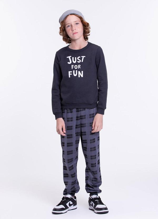 Vida Costeira - Conjunto Infantil de Moletom Just For Fun Preto