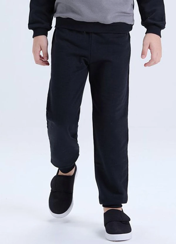 Vida Costeira - Conjunto Infantil de Moletom Tricolor Preto 3