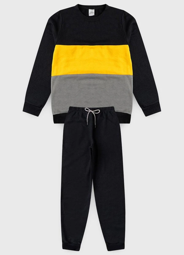 Vida Costeira - Conjunto Infantil de Moletom Tricolor Preto 4