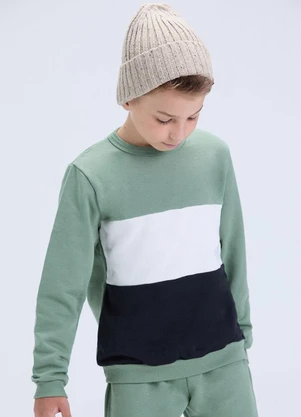 Vida Costeira - Conjunto Infantil de Moletom Tricolor Verde - VIDA COSTEIRA