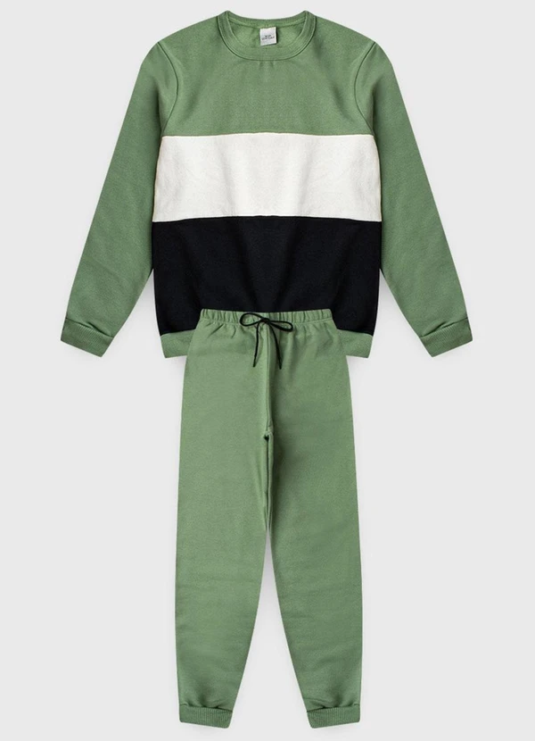 Vida Costeira - Conjunto Infantil de Moletom Tricolor Verde 4