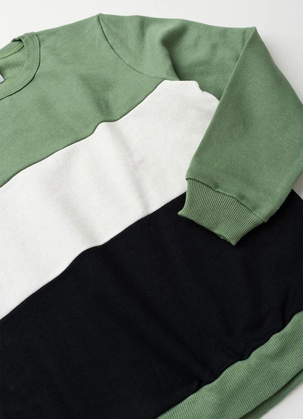 Vida Costeira - Conjunto Infantil de Moletom Tricolor Verde 5