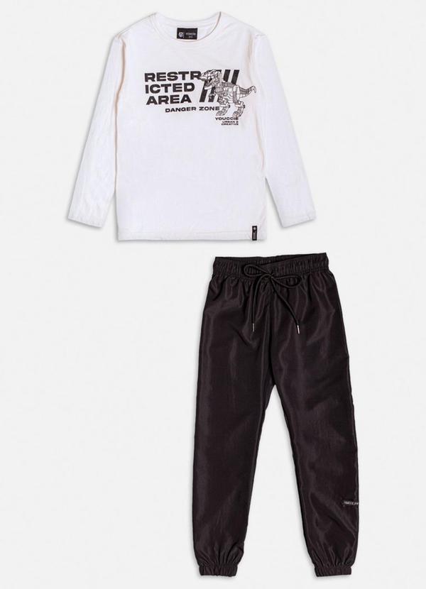 Youccie - Conjunto Infantil Dino 3d de Moletom Off White