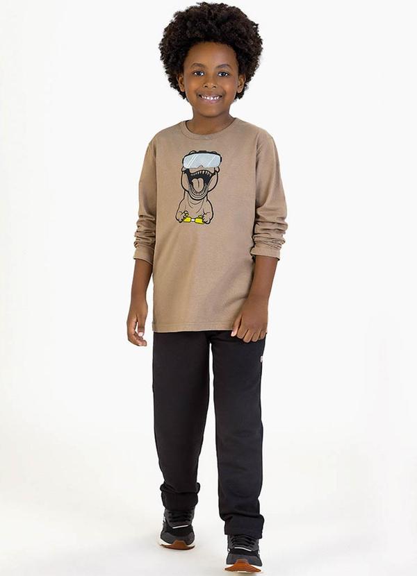 Soft Bonni - Conjunto Infantil em Meia Malha e Moletinho Bege