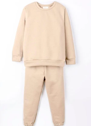 Bugbee - Conjunto Infantil em Moletom Bege - BUGBEE