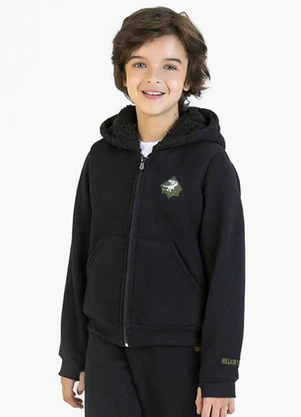 Conjunto Infantil em Moletom e Pelo Sherpa Preto Soft Bonni