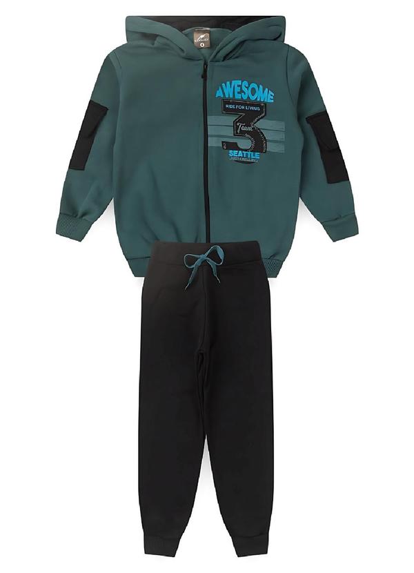 Rosa Azul - Conjunto Infantil Inverno Awesome Verde Mata