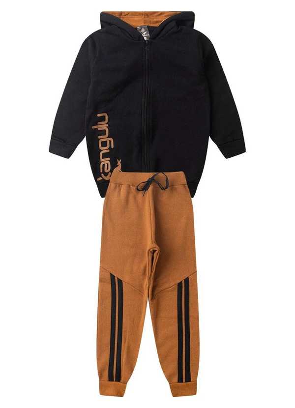 Rosa Azul - Conjunto Infantil Inverno Básico Kangulu  Preto