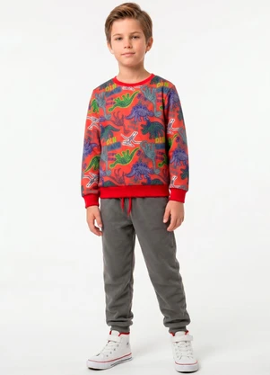 Rosa Azul - Conjunto Infantil Inverno Fóssil Vermelho - ROSA AZUL