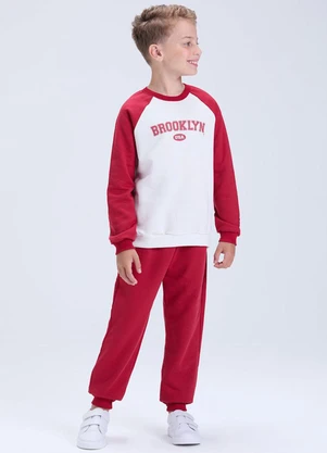 Vida Costeira - Conjunto Infantil Inverno Moletom Brooklyn Bordo - VIDA COSTEIRA