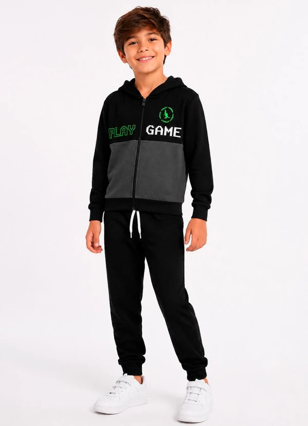 Rosa Azul - Conjunto Infantil Inverno Play Game Preto