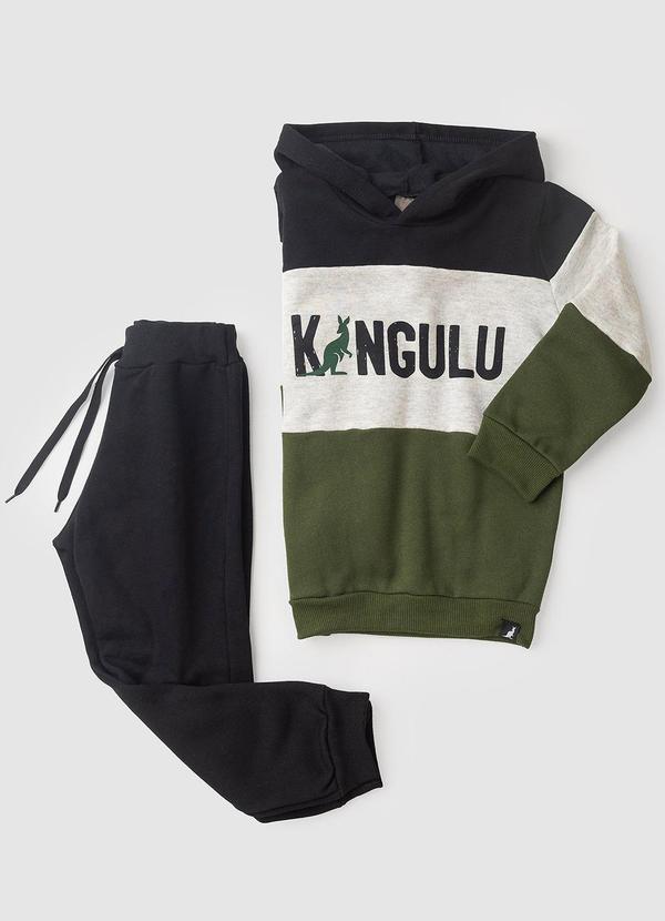 Rosa Azul - Conjunto Infantil Inverno Recorte Kangulu Preto