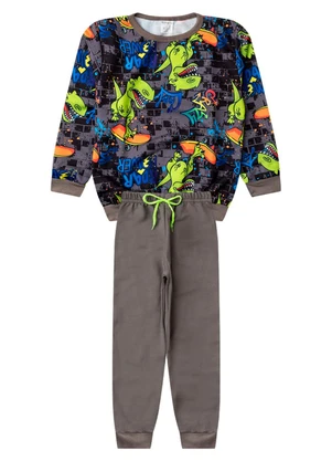 Rosa Azul - Conjunto Infantil Inverno Skate Dino Chumbo - ROSA AZUL