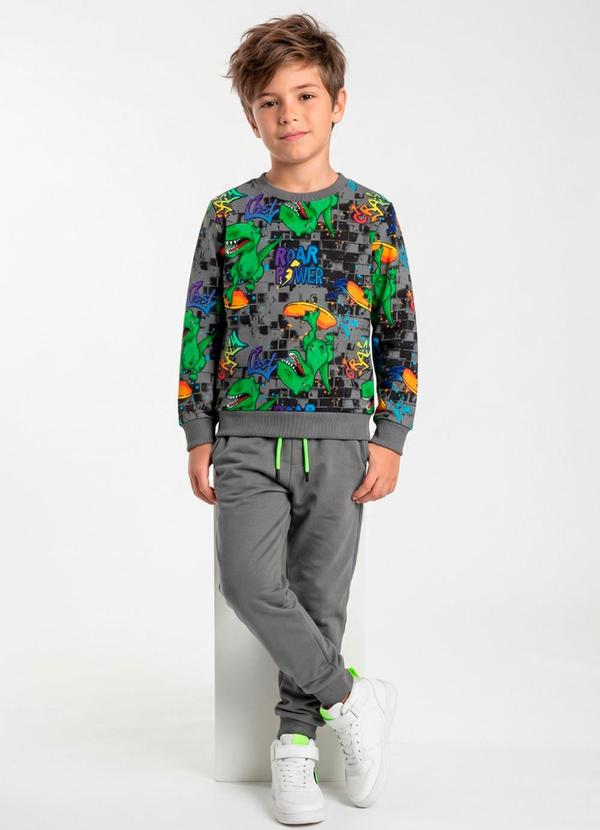 Rosa Azul - Conjunto Infantil Inverno Skate Dino Chumbo