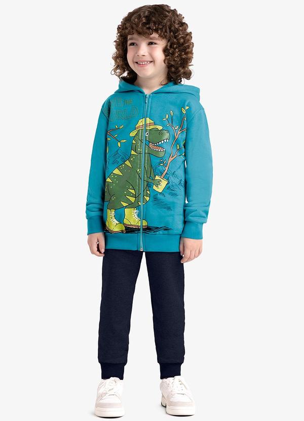 Rovi Kids - Conjunto Infantil Jaqueta com Calça Dino Azul