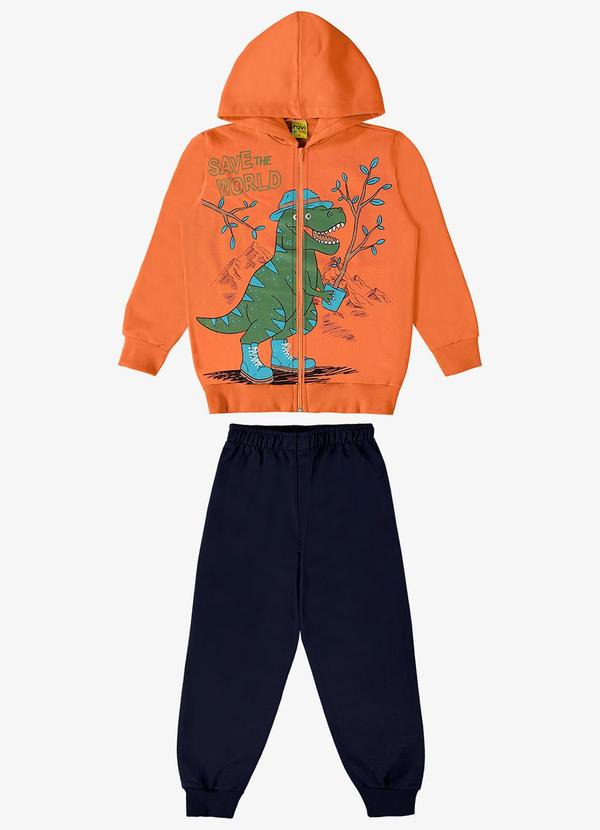 Rovi Kids - Conjunto Infantil Jaqueta com Calça Dino Laranja