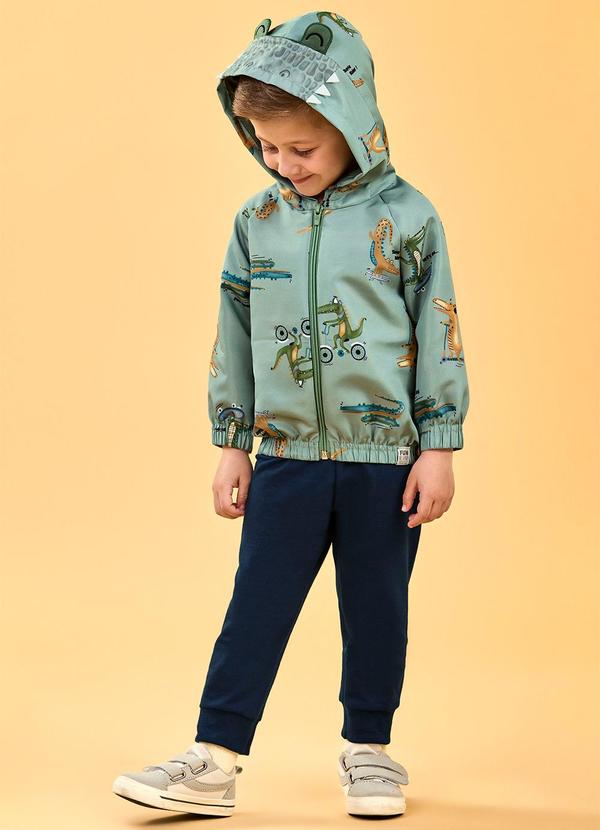 Elian - Conjunto Infantil Jaqueta Crocodilos Verde