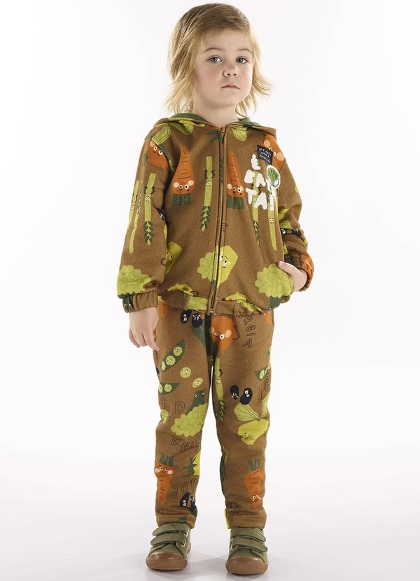 Três e Já - Conjunto Infantil Jaqueta e Calça Marrom 1