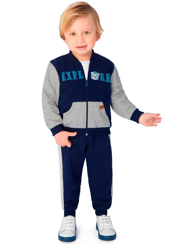 Ddk - Conjunto Infantil Jaqueta e Calça Moletom Azul 1