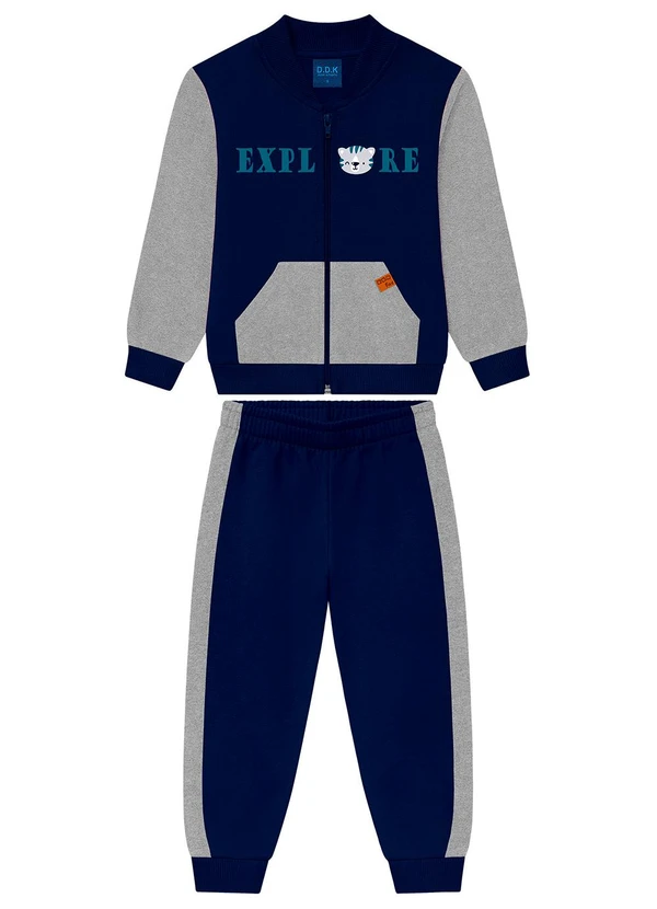 Ddk - Conjunto Infantil Jaqueta e Calça Moletom Azul 2