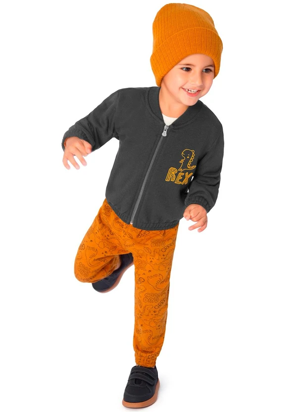 Ddk - Conjunto Infantil Jaqueta e Calça Moletom Cinza