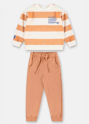 Up Baby - Conjunto Infantil Masc Molecotton Bege - UP BABY
