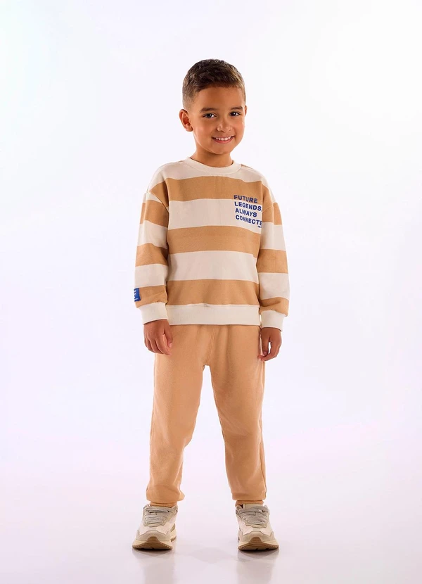 Up Baby - Conjunto Infantil Masc Molecotton Bege