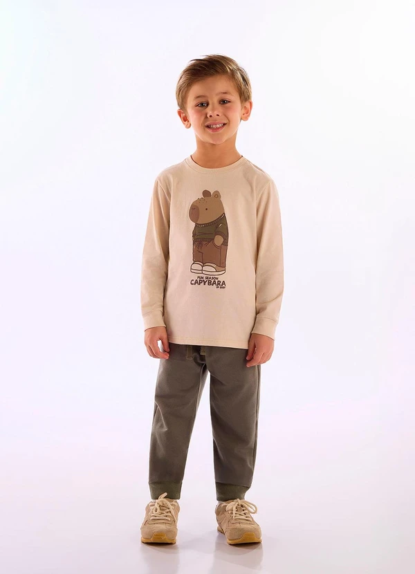 Up Baby - Conjunto Infantil Masculino Capivara Bege