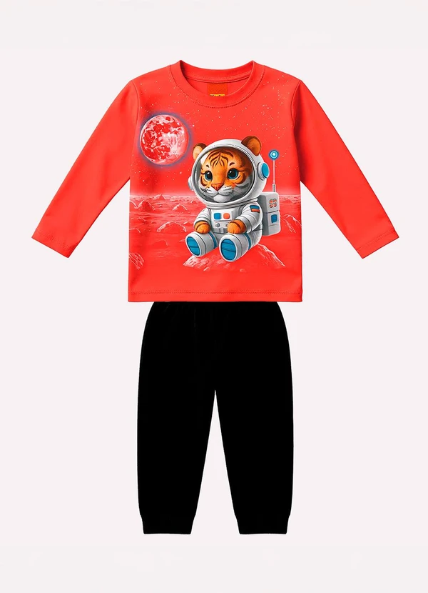 Kyly - Conjunto Infantil Menino Astronauta Laranja