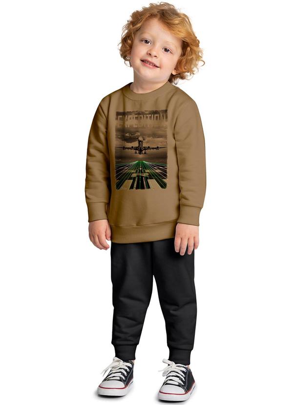 Kyly - Conjunto Infantil Menino Avião Marrom