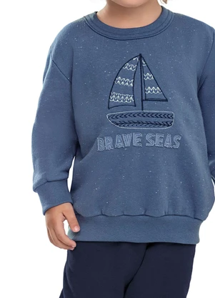 Elian - Conjunto Infantil Menino Barco Bordado Azul - ELIAN