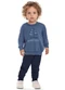Elian - Conjunto Infantil Menino Barco Bordado Cinza - variação: Azul
