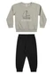 Elian - Conjunto Infantil Menino Barco Bordado Cinza - variação: Cinza