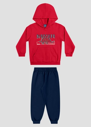 Reirex - Conjunto Infantil Menino Blusão com Capuz e Calça Vermelho - REIREX