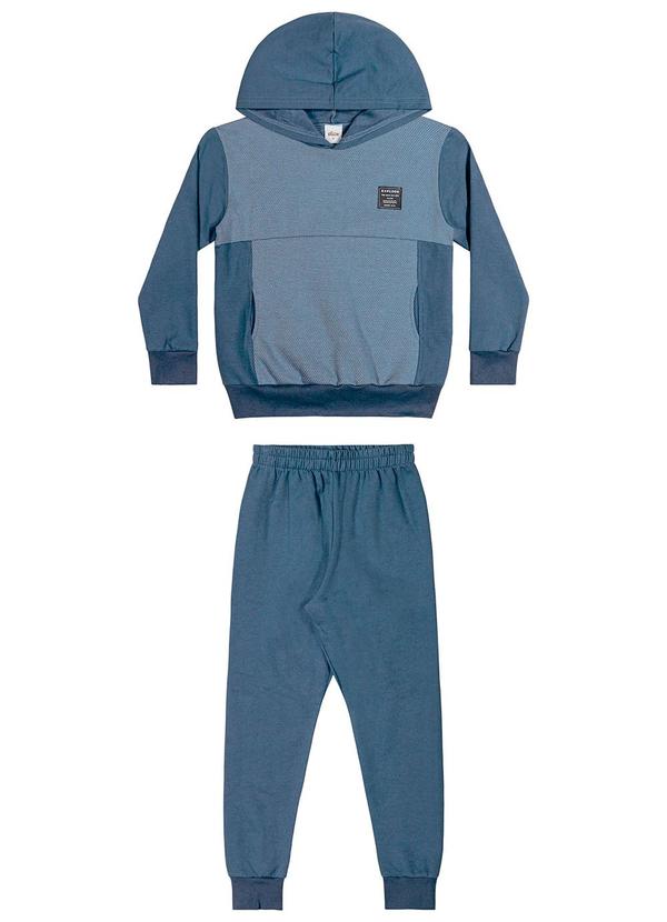 Elian - Conjunto Infantil Menino Blusão Texturizado Azul