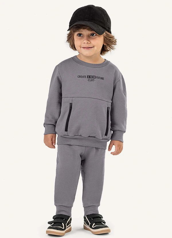 Colorittá - Conjunto Infantil Menino Bolsos com Zíper Cinza