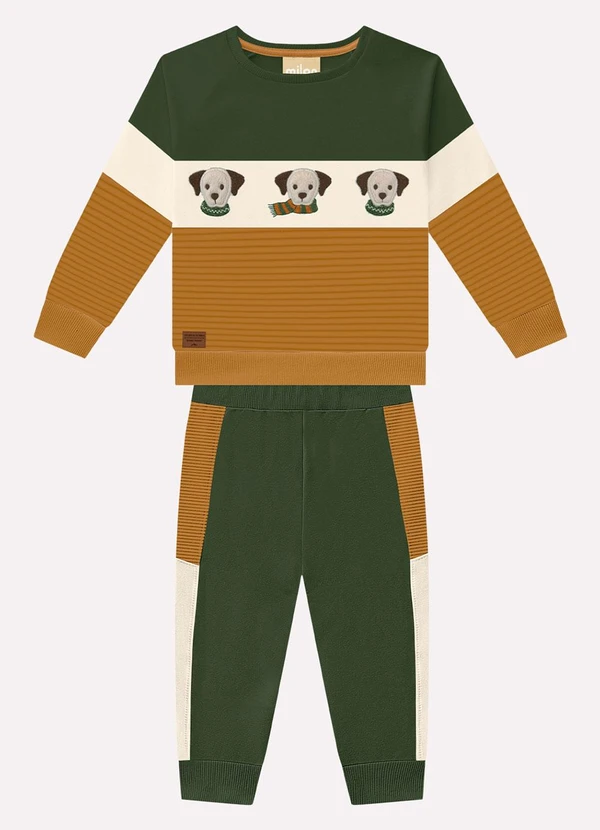 Milon - Conjunto Infantil Menino Bordado Amarelo