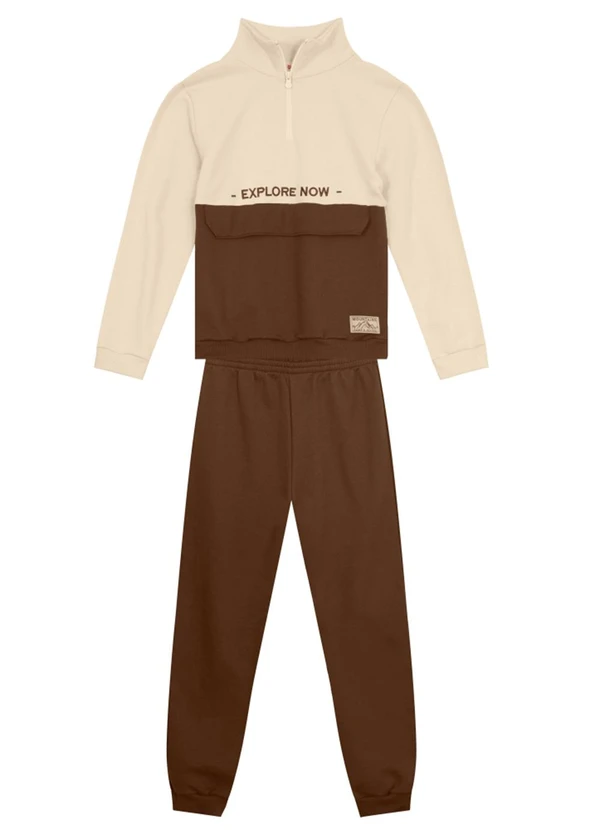 Brandili - Conjunto Infantil Menino Bordado Bege